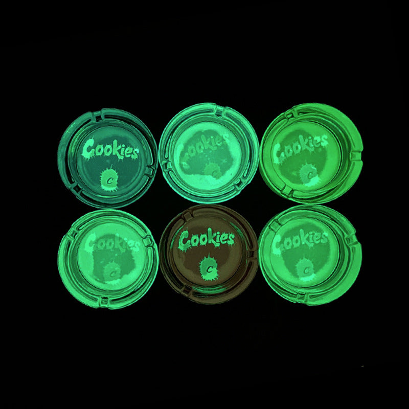 New Cookies Printed Luminous Ashtray Cartoon Pattern Household Ashtray 85Mm Glass Ashtray