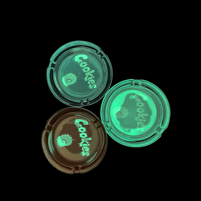 New Cookies Printed Luminous Ashtray Cartoon Pattern Household Ashtray 85Mm Glass Ashtray