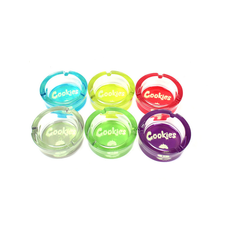 New Cookies Printed Luminous Ashtray Cartoon Pattern Household Ashtray 85Mm Glass Ashtray