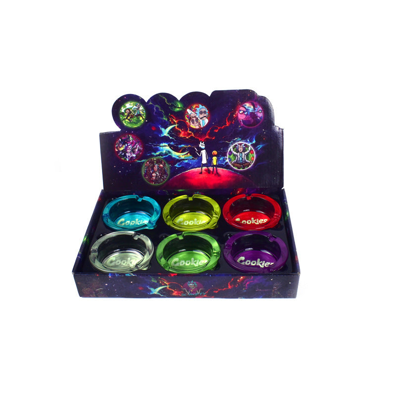 New Cookies Printed Luminous Ashtray Cartoon Pattern Household Ashtray 85Mm Glass Ashtray