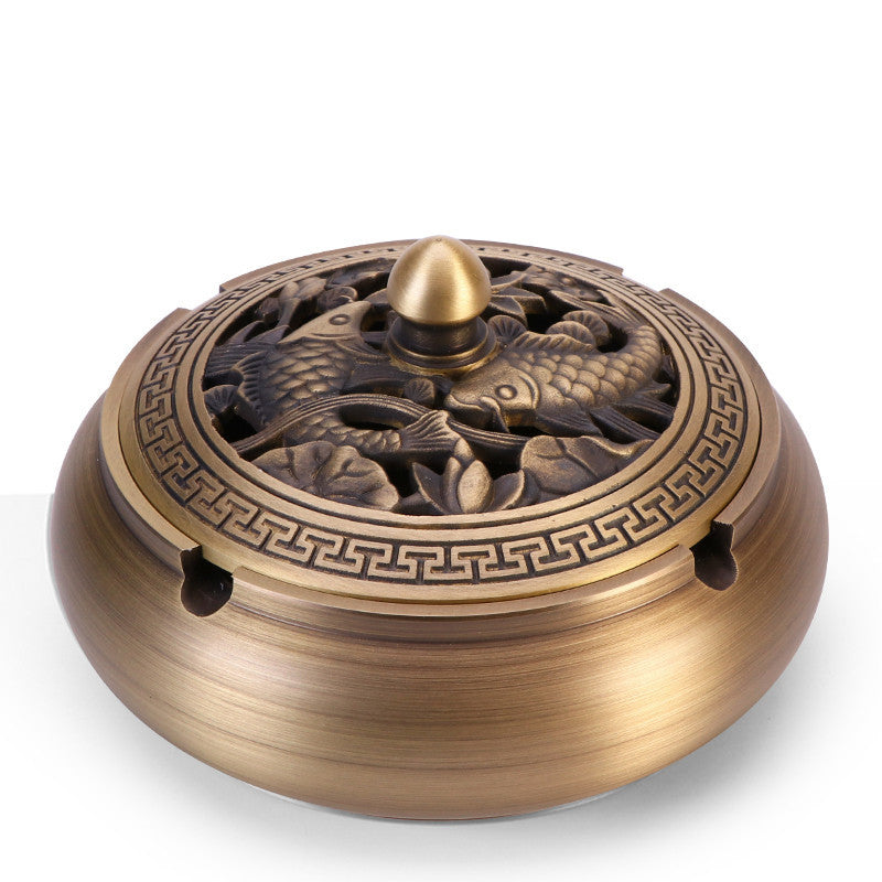 Pure Copper Ashtray Household Living Room Ashtray New Chinese Ashtray