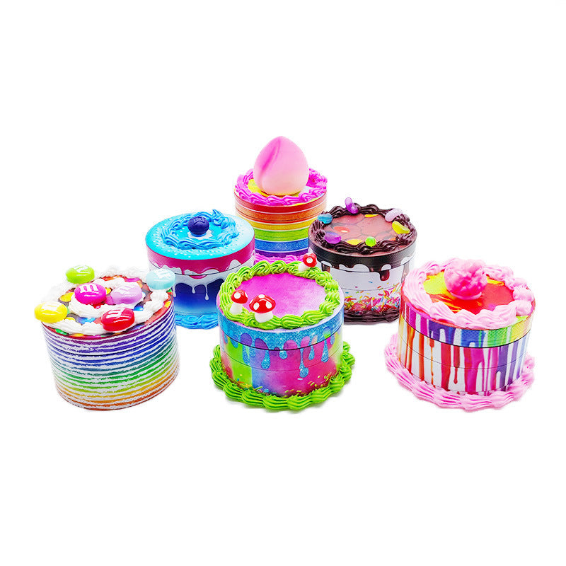 Zinc Alloy Birthday Cake Shape Smoke Eliminator Creative Household Tobacco Spice Grinder