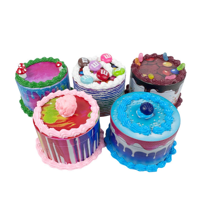 Zinc Alloy Birthday Cake Shape Smoke Eliminator Creative Household Tobacco Spice Grinder