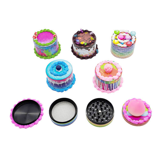 Zinc Alloy Birthday Cake Shape Smoke Eliminator Creative Household Tobacco Spice Grinder